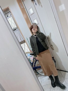 「UNIQLO（ユニクロ）のアイテム（MA-1）」を使った、sawawaさん（レディース・157cm）の秋コーディネート