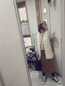 「AZUL by moussy（アズールバイマウジー）のアイテム（その他アウター）」を使った、sawawaさん（レディース・157cm）の冬コーディネート