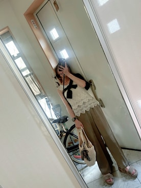 「H&M（エイチ・アンド・エム）のアイテム（かごバッグ）」を使った、sawawaさん（レディース・157cm）の夏コーディネート