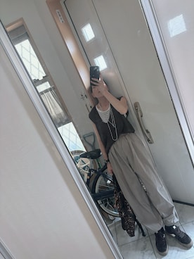 「KEYUCAのアイテム（ベスト、ブラウン系）」を使った、sawawaさん（レディース・157cm）の秋コーディネート