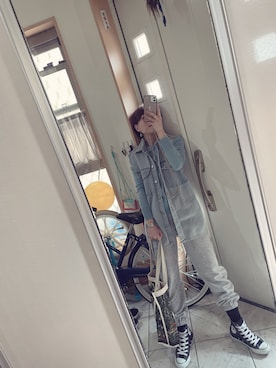 「H&M（エイチ・アンド・エム）のアイテム（Tシャツ/カットソー、ホワイト系）」を使った、sawawaさん（レディース・157cm）の春コーディネート