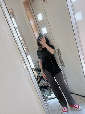 「GU（ジーユー）のアイテム（ベスト、ブラック系）」を使った、sawawaさん（レディース・157cm）の夏コーディネート