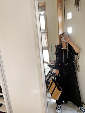 「coca（coca）（コカ）のアイテム（サロペット/オーバーオール）」を使った、sawawaさん（レディース・157cm）の夏コーディネート