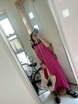 「H&M（エイチ・アンド・エム）のアイテム（かごバッグ）」を使った、sawawaさん（レディース・157cm）の夏コーディネート