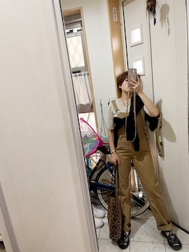 「Eddie Bauer（エディーバウアー）のアイテム（サロペット/オーバーオール）」を使った、sawawaさん（レディース・157cm）の夏コーディネート