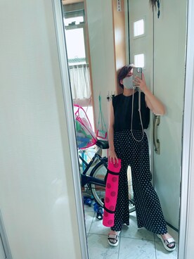 「ドットパンツ」｜sawawaさん（レディース・157cm）の夏コーディネート