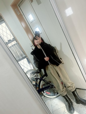 「冬服コーデ」｜「アイテム（ブルゾン）」を使った、sawawaさん（レディース・157cm）の冬コーディネート