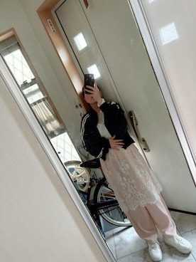 「古着のアイテム（ブルゾン、ブルー系）」を使った、sawawaさん（レディース・157cm）の春コーディネート