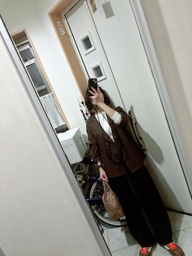 「Samansa Mos2 blue（サマンサモスモスブルー）のアイテム（テーラードジャケット）」を使った、sawawaさん（レディース・157cm）の秋コーディネート