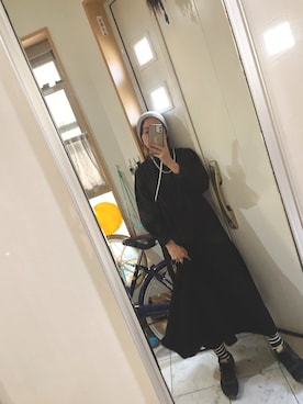 「GU（ジーユー）のアイテム（シャツワンピース）」を使った、sawawaさん（レディース・157cm）の秋コーディネート