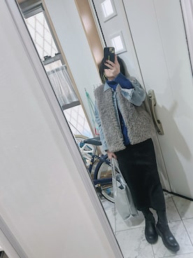 「ラメスカート」｜「アイテム（ジャケット/アウター）」を使った、sawawaさん（レディース・157cm）の冬コーディネート