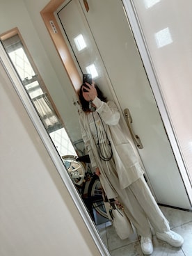「GU（ジーユー）のアイテム（ファッション雑貨、ホワイト系）」を使った、sawawaさん（レディース・157cm）の春コーディネート
