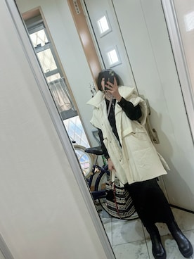「ラメスカート」｜「アイテム（その他アウター）」を使った、sawawaさん（レディース・157cm）の冬コーディネート