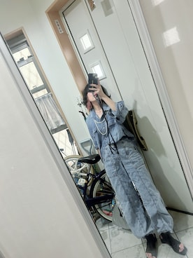 「sm2rhythm（サマンサモスモスリズム）のアイテム（トップス）」を使った、sawawaさん（レディース・157cm）の夏コーディネート