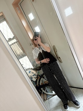 「GU（ジーユー）のアイテム（ベスト、ブラック系）」を使った、sawawaさん（レディース・157cm）の夏コーディネート