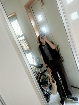 「H&M（エイチ・アンド・エム）のアイテム（かごバッグ）」を使った、sawawaさん（レディース・157cm）の夏コーディネート