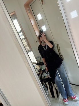 「SHEINのアイテム（ワンピース、ブルー系）」を使った、sawawaさん（レディース・157cm）の夏コーディネート