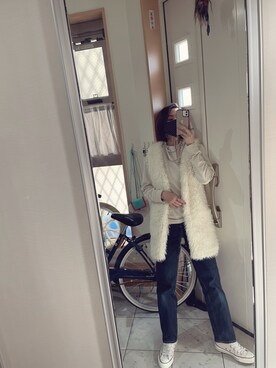 「AZUL by moussy（アズールバイマウジー）のアイテム（その他アウター）」を使った、sawawaさん（レディース・157cm）の秋コーディネート
