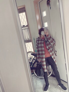 「Eddie Bauer（エディーバウアー）のアイテム（ノーカラーコート）」を使った、sawawaさん（レディース・157cm）の冬コーディネート