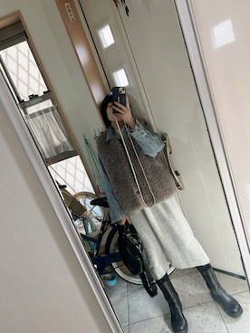 「ZARA（ザラ）のアイテム（トートバッグ）」を使った、sawawaさん（レディース・157cm）の冬コーディネート
