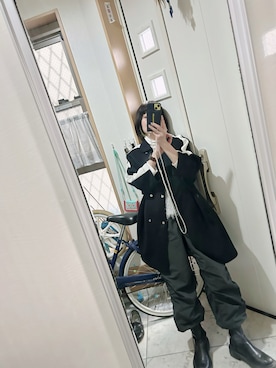 「ラメニット」｜「アイテム（ステンカラーコート）」を使った、sawawaさん（レディース・157cm）の冬コーディネート