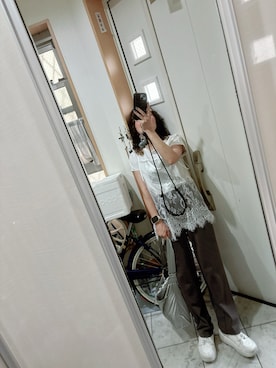 「SHEINのアイテム（キャミソール、ホワイト系）」を使った、sawawaさん（レディース・157cm）の夏コーディネート