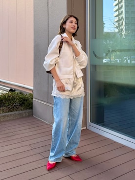 「Doux archives（ドゥアルシーヴ）のアイテム」を使った、MIRAIさん（レディース・162cm）の春コーディネート