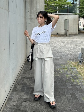 「lit（リット）のLayered Like Slacks（スラックス）」を使った、MIRAIさん（レディース・163cm・30代）の夏コーディネート