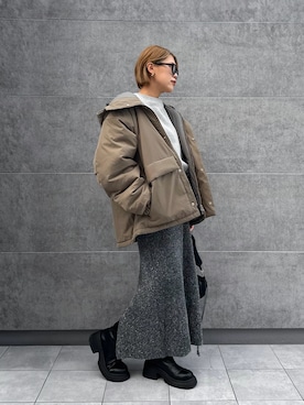 「アイテム（ミリタリージャケット）」を使った、MIRAIさん（レディース・163cm）の秋コーディネート