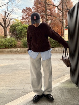 「アイテム（ボストンバッグ）」を使った、MIRAIさん（レディース・163cm）の冬コーディネート