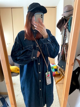 「Rodeo Crowns（ロデオクラウンズ）のアイテム（シャツワンピース）」を使った、canataさん（レディース・156cm）の秋コーディネート