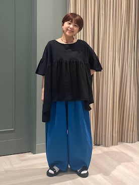 「studio CLIP（スタディオクリップ）の軽らくスポーツサンダル（サンダル、ブラック系）」を使った、しーさんさん（レディース・147cm）の春コーディネート