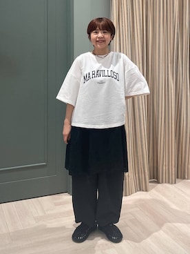 「studio CLIP（スタディオクリップ）のレースチュニックワンピース（チュニック、ブラック系）」を使った、しーさんさん（レディース・147cm）の春コーディネート