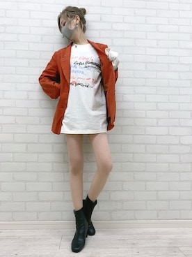 「MOUSSY（マウジー）のアイテム（テーラードジャケット）」を使った、yum.さん（レディース・155cm）の秋コーディネート