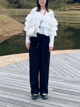 「ショート丈トップス」｜「アイテム（バレエシューズ）」を使った、ミさん（レディース・153cm）の冬コーディネート