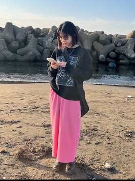 「CLANE（クラネ）のアイテム（スウェット）」を使った、ミさん（レディース・153cm）の冬コーディネート