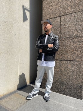 「DIESEL（ディーゼル）のアイテム（ライダースジャケット）」を使った、留さん（メンズ・181cm）の夏コーディネート