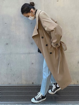 「MOUSSY（マウジー）のアイテム（トレンチコート）」を使った、いとはさん（レディース・161cm）の夏コーディネート