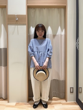 「ゆべしコラボ」｜「アイテム（帽子）」を使った、shioneさん（レディース・158cm）の春コーディネート