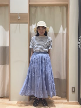 「Samansa Mos2 blue（サマンサモスモスブルー）のアイテム（帽子）」を使った、shioneさん（レディース・158cm）の春コーディネート