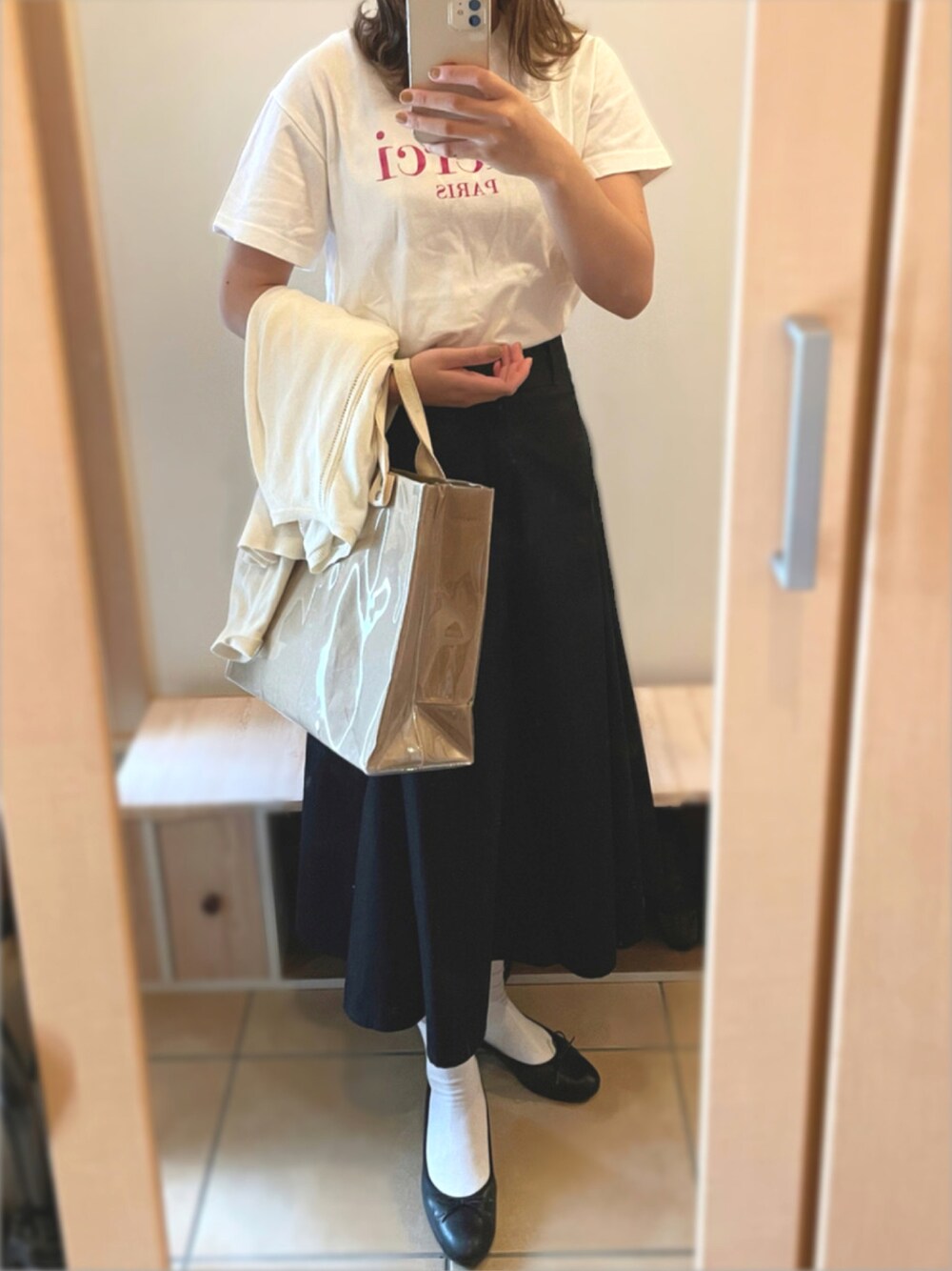 「大人カジュアル、シンプルコーデ、ラクチンコーデ、今日のコーデ、お洒落さんとつながりたい」｜「GAPのGap 七分袖カーディガン（カーディガン/ボレロ、ホワイト系）」を使った、すずやまさん（レディース・160cm）の秋コーディネートの1枚目の写真
