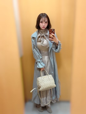 「しまむら（シマムラ）のアイテム（トレンチコート）」を使った、MiRichan_43歳さん（レディース・148cm）の冬コーディネート