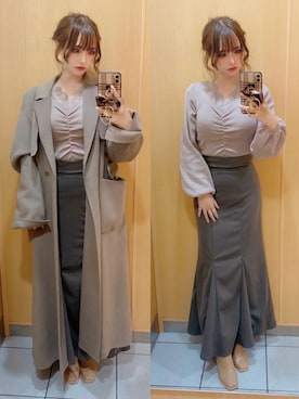 「SNIDEL（スナイデル）のアイテム（チェスターコート）」を使った、MiRichan_43歳さん（レディース・148cm）の冬コーディネート