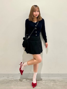 「Allamanda（アラマンダ）のアイテム（カーディガン/ボレロ、ブルー系）」を使った、E R Uさん（レディース・157cm）の春コーディネート