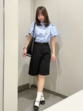 「CHARLES & KEITH（チャールズ & キース）のLeia レイア トートバッグ（トートバッグ、ブラック系）」を使った、E R Uさん（レディース・157cm）の春コーディネート