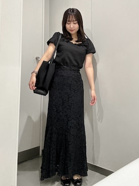 「CHARLES & KEITH（チャールズ & キース）のLeia レイア トートバッグ（トートバッグ、ブラック系）」を使った、E R Uさん（レディース・157cm）の夏コーディネート