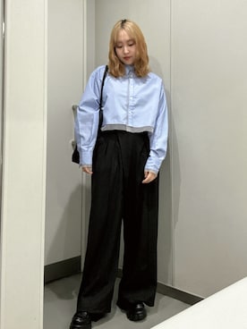 「黒パンツ」｜E R Uさん（レディース・157cm）の春コーディネート