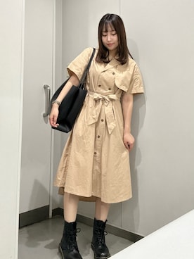 「CHARLES & KEITH（チャールズ & キース）のLeia レイア トートバッグ（トートバッグ、ブラック系）」を使った、E R Uさん（レディース・157cm）の秋コーディネート