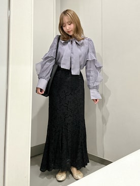 「CHARLES & KEITH（チャールズ & キース）のLeia レイア トートバッグ（トートバッグ、ブラック系）」を使った、E R Uさん（レディース・157cm）の春コーディネート