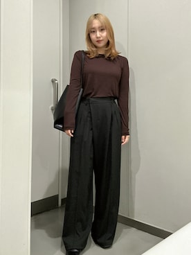 「CHARLES & KEITH（チャールズ & キース）のLeia レイア トートバッグ（トートバッグ、ブラック系）」を使った、E R Uさん（レディース・157cm）の春コーディネート